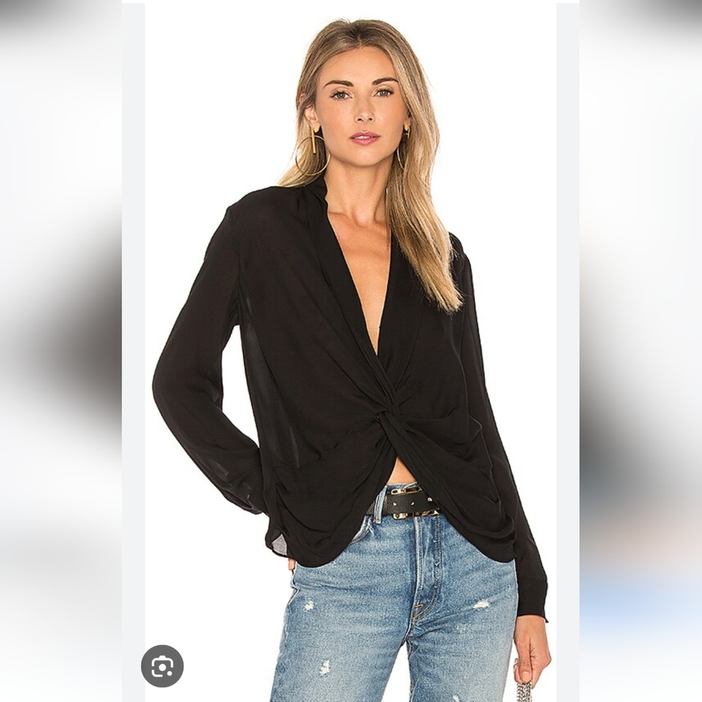 L'AGENCE Black Draped Blouse Soze XS